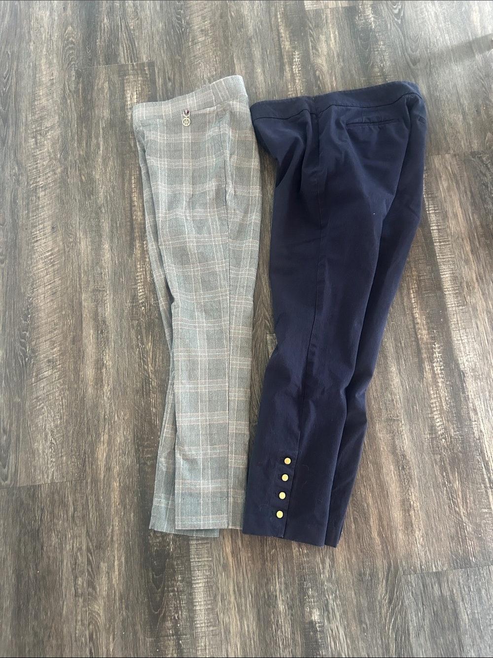 Talbots Navy Ankle Trousers with Gold Button Accents